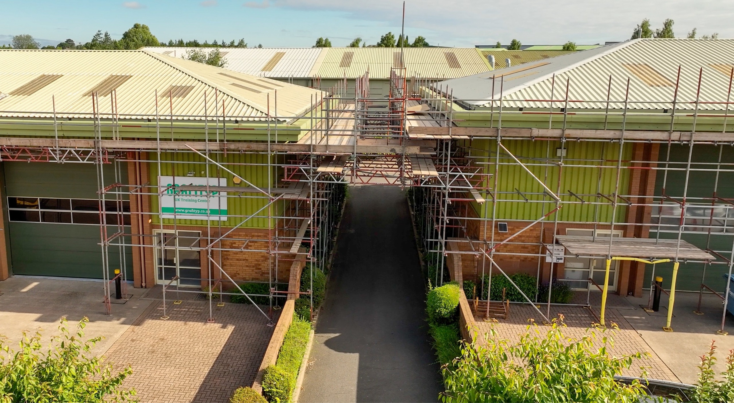 Commercial scaffolding structure for a construction project Ninian Park Tamworth