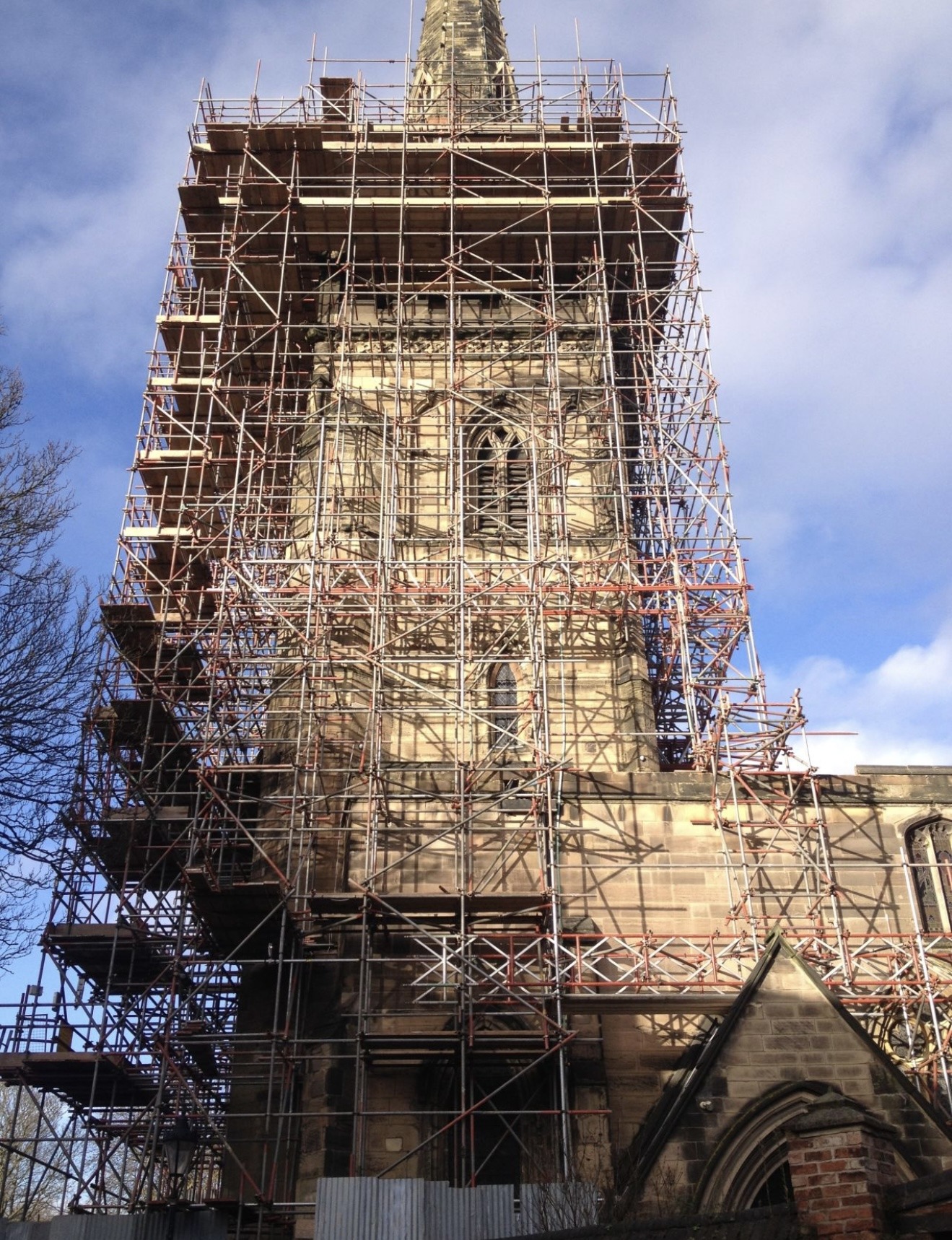 Scaffolding at St Marys Church in Lichfield St Marys Church Leicester